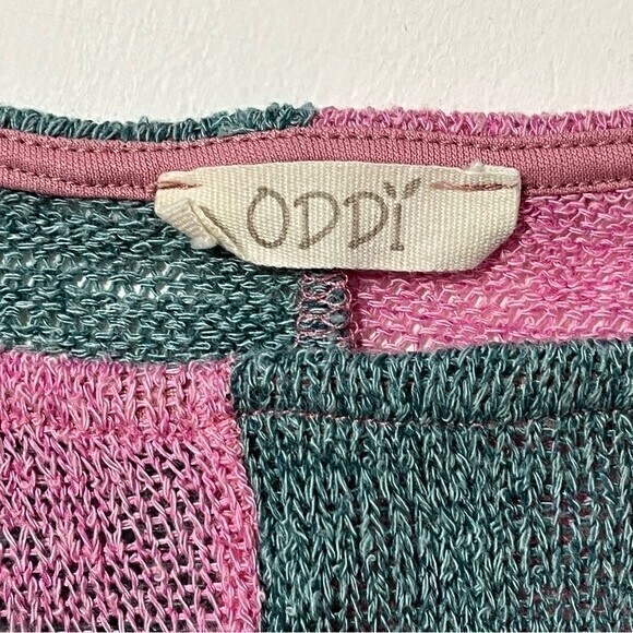 Oddy‎ Pink\Green High Low Crochet Top Size M - Picture 7 of 10